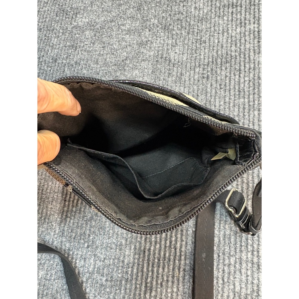 Coach Signature Jacquard Crossbody Bag Black Grey Patent Trim Messenger - Picture 5 of 8